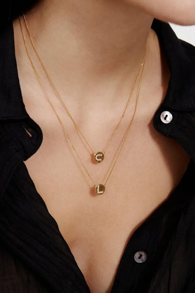 Chan Luu Diamond Initial Coin Necklace Gold Women Necklaces