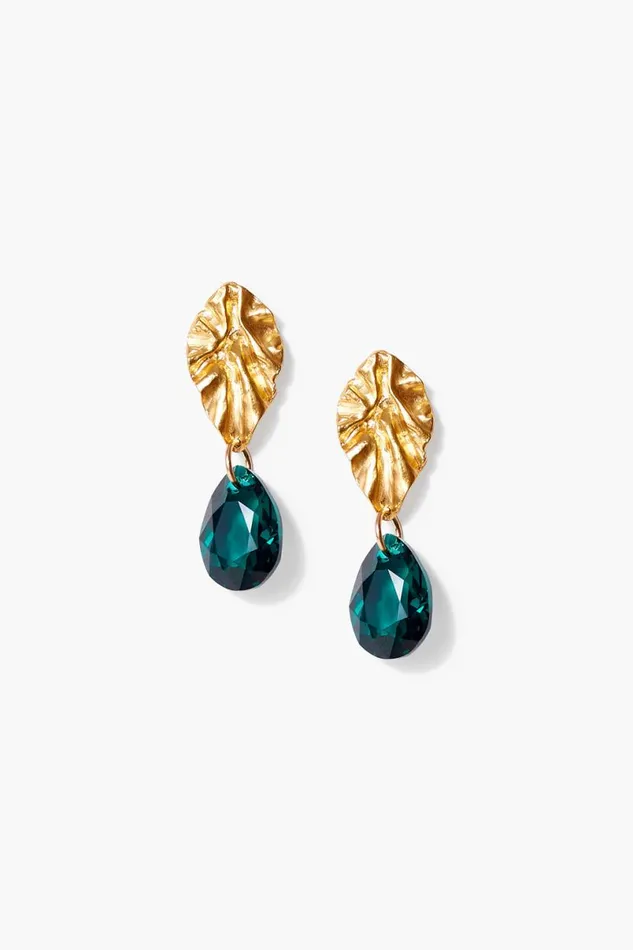 Chan Luu Emerald And Gold Masquerade Earrings Women Earrings