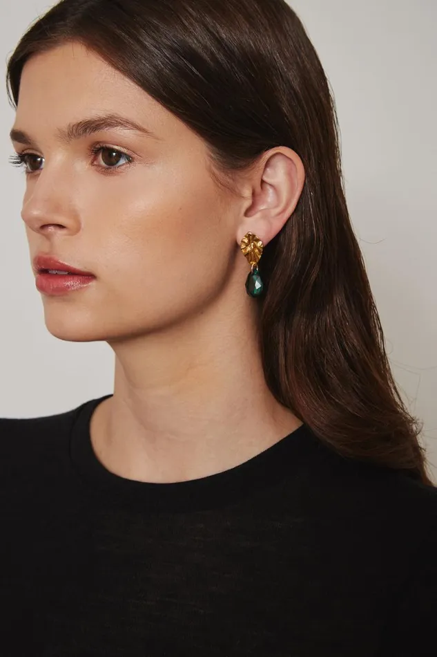 Chan Luu Emerald And Gold Masquerade Earrings Women Earrings