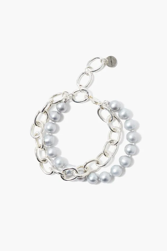 Chan Luu Esme Chain Bracelet Grey Pearl Women Bracelets