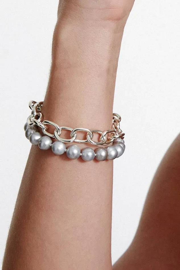 Chan Luu Esme Chain Bracelet Grey Pearl Women Bracelets