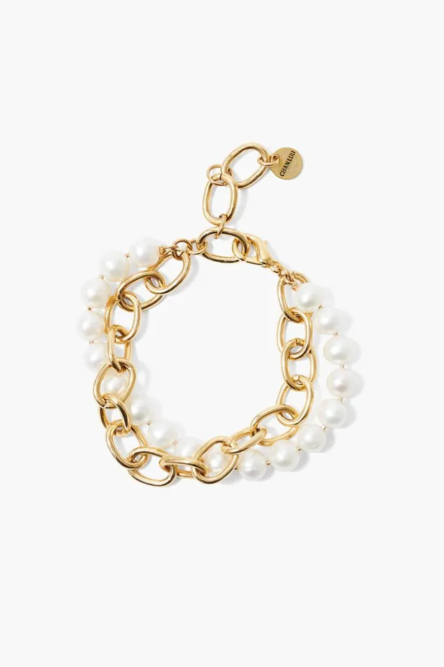 Chan Luu Esme Chain Bracelet White Pearl Women Bracelets