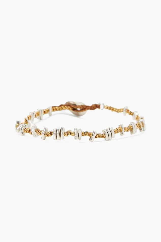 Chan Luu Etched Nugget Single Naked Wrap Bracelet Silver Mix Women Bracelets