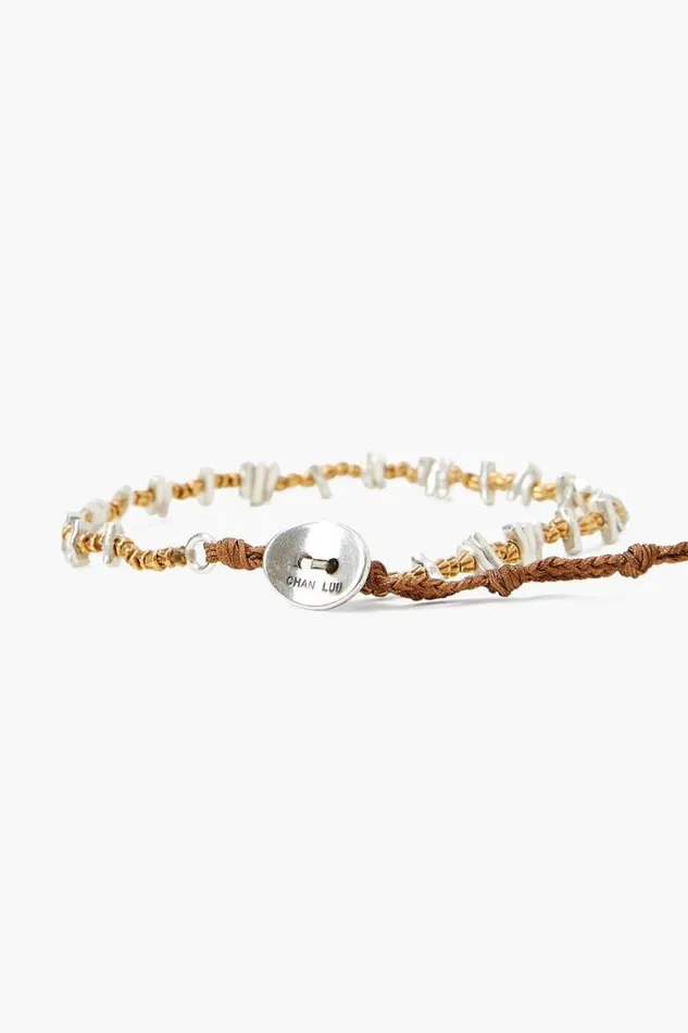 Chan Luu Etched Nugget Single Naked Wrap Bracelet Silver Mix Women Bracelets