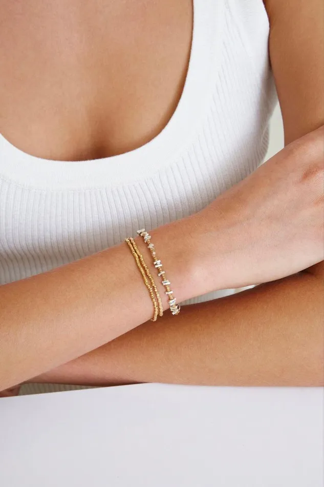 Chan Luu Etched Nugget Single Naked Wrap Bracelet Silver Mix Women Bracelets