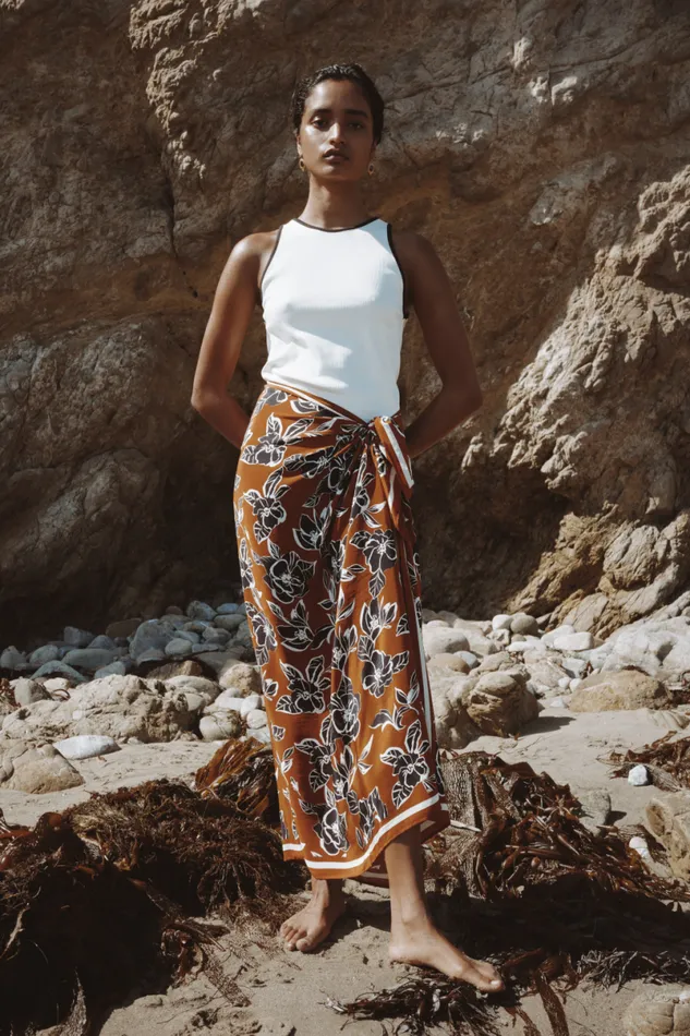 Chan Luu Floral Sarong Umber Women Bottoms