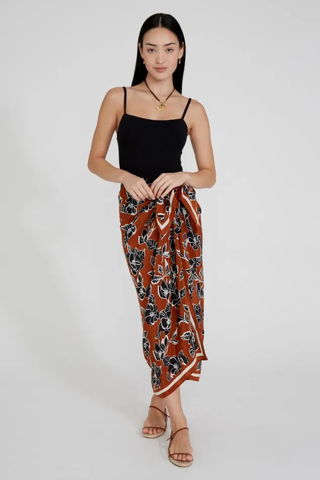 Chan Luu Floral Sarong Umber Women Bottoms