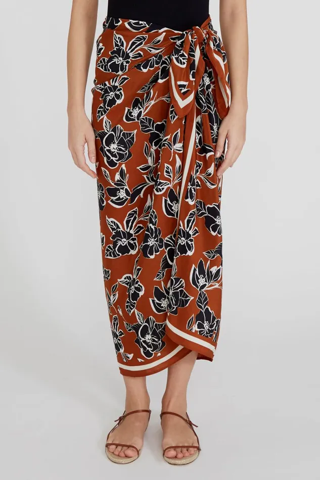 Chan Luu Floral Sarong Umber Women Bottoms