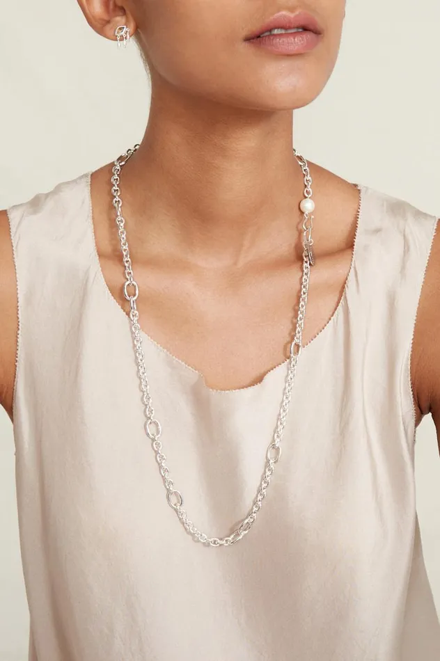 Chan Luu Frances Long Necklace Silver Women Necklaces