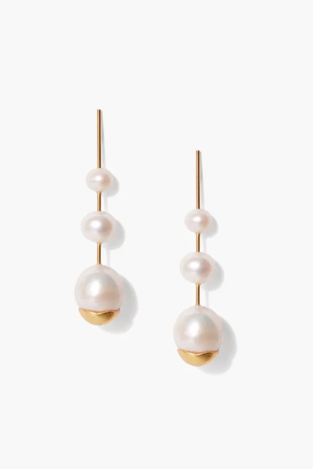 Chan Luu Gold Dipped Pearl Cascade Earrings Women Earrings