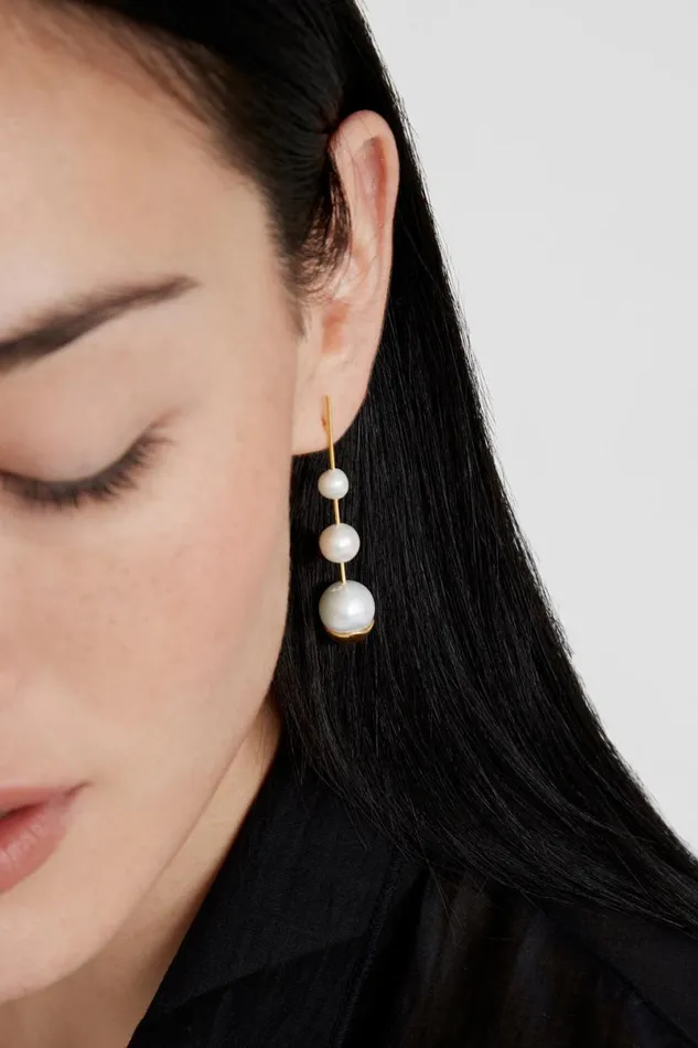 Chan Luu Gold Dipped Pearl Cascade Earrings Women Earrings