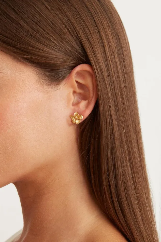 Chan Luu Gold Hibiscus Stud Earrings Women Earrings