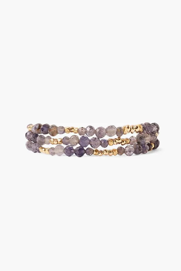 Chan Luu Granada Triple Naked Wrap Bracelet Iolite Gold Women Bracelets