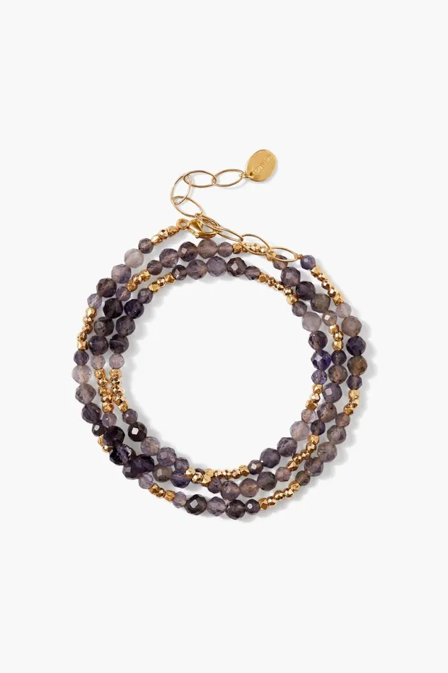 Chan Luu Granada Triple Naked Wrap Bracelet Iolite Gold Women Bracelets