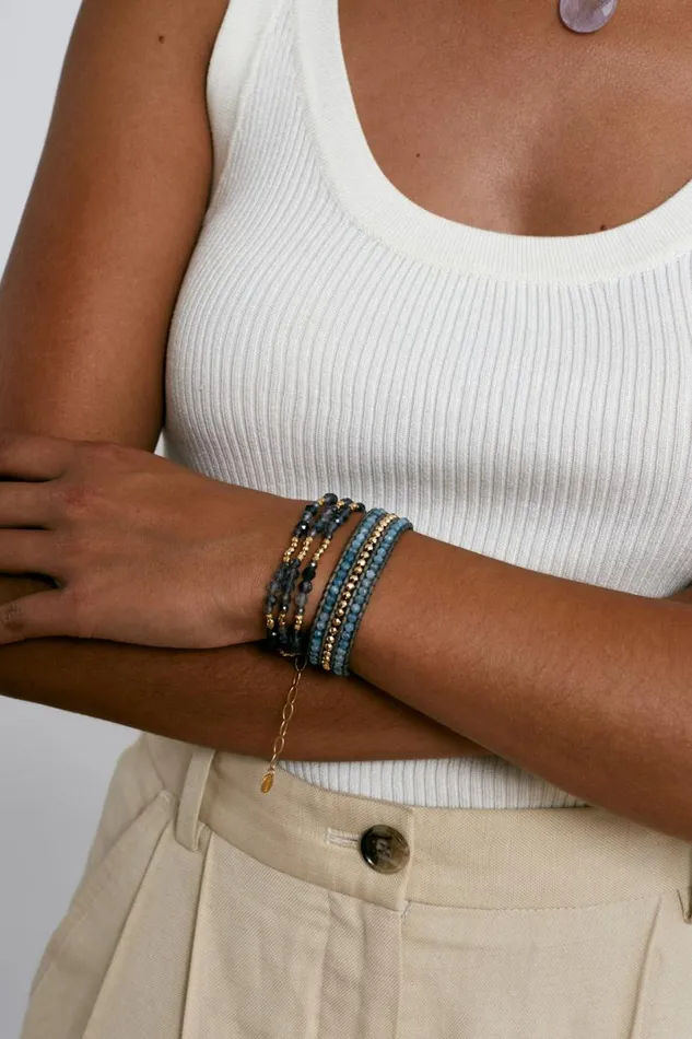 Chan Luu Granada Triple Naked Wrap Bracelet Iolite Gold Women Bracelets