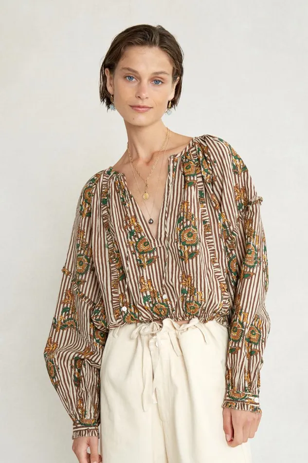 Chan Luu Greta Blouse Brown Women Tops