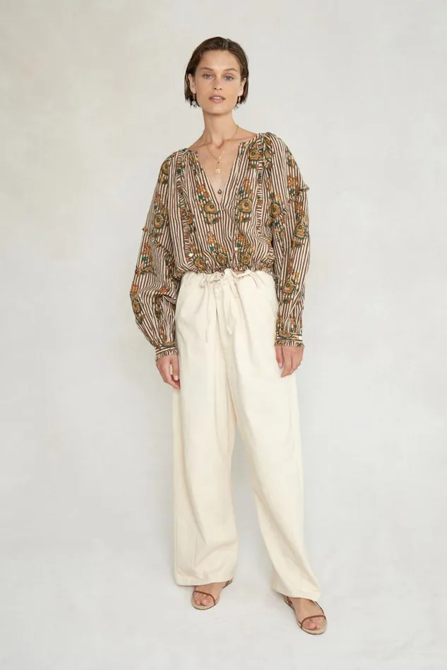 Chan Luu Greta Blouse Brown Women Tops