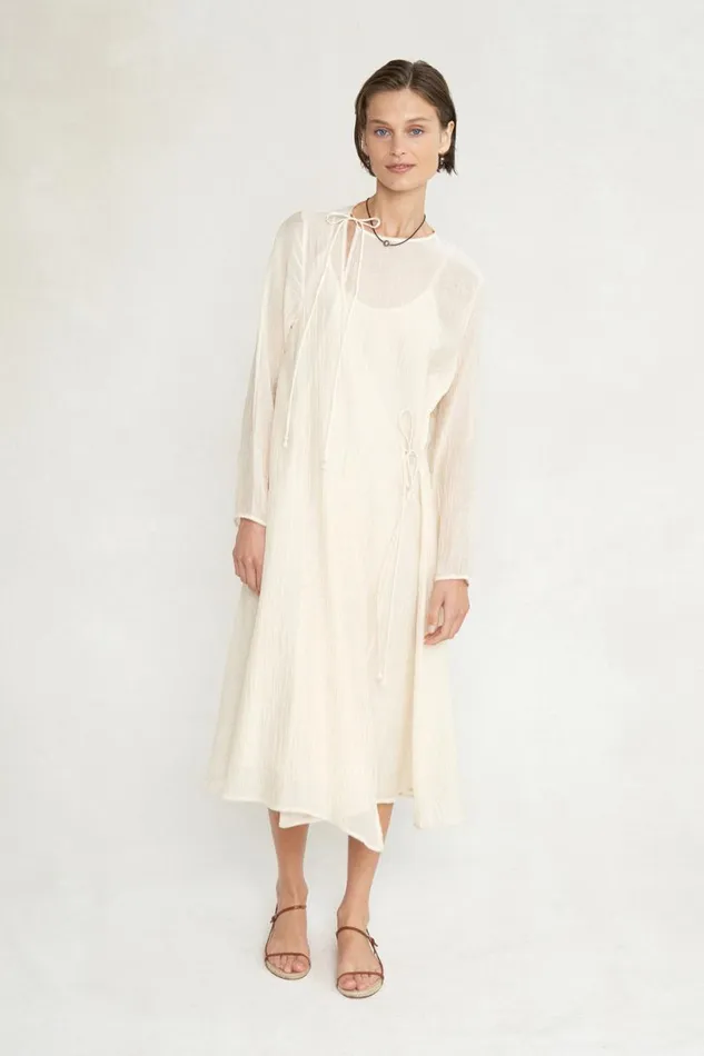 Chan Luu Heather Wrap Dress Antique White Women Dresses