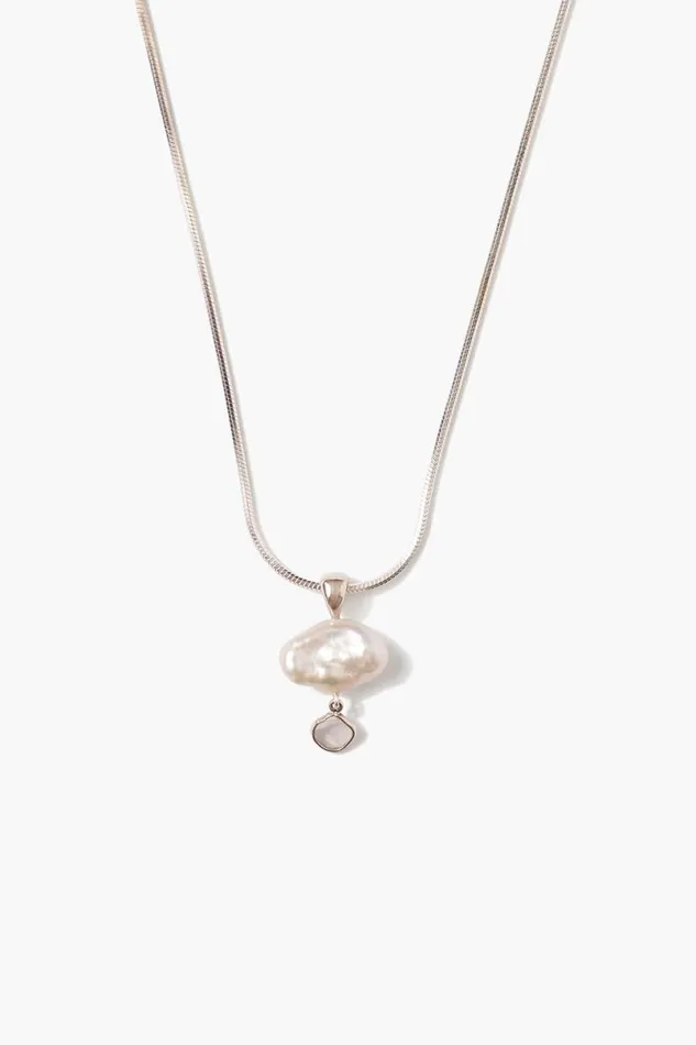 Chan Luu Hilo Pearl And Diamond Necklace Silver Women Necklaces