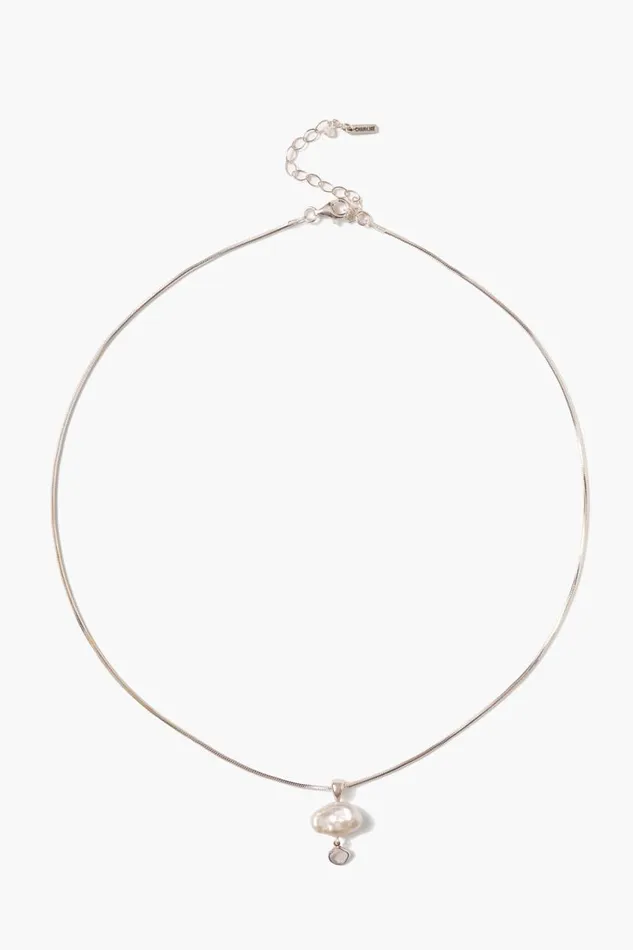 Chan Luu Hilo Pearl And Diamond Necklace Silver Women Necklaces