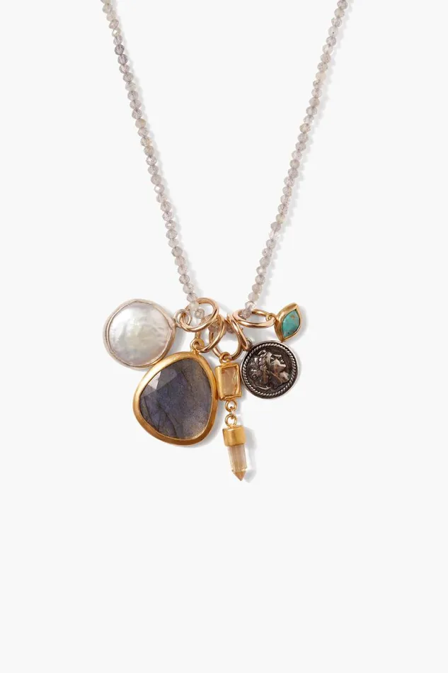 Chan Luu Hypatia Charm Necklace Labradorite Mix Women Necklaces