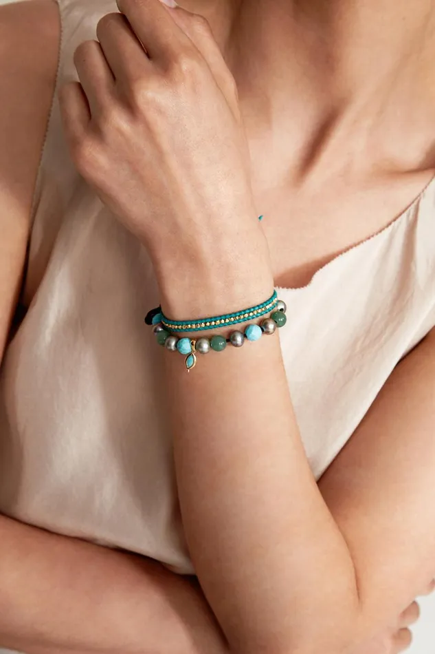Chan Luu Indira Wrap Bracelet Turquoise Mix Women Bracelets