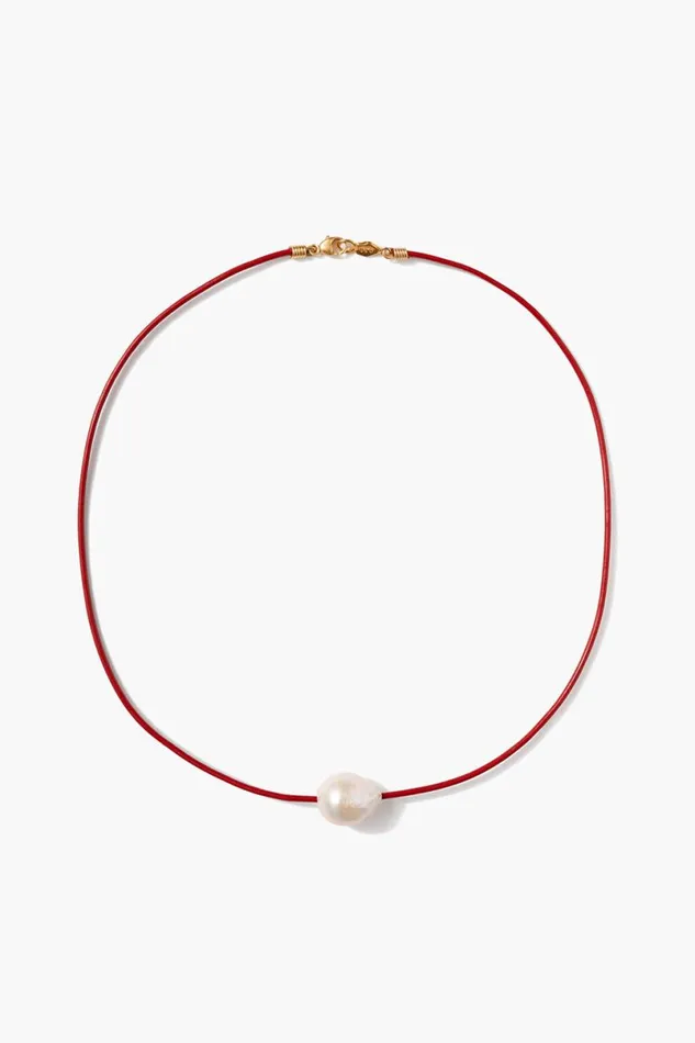 Chan Luu Isla Pearl Necklace Red Women Necklaces