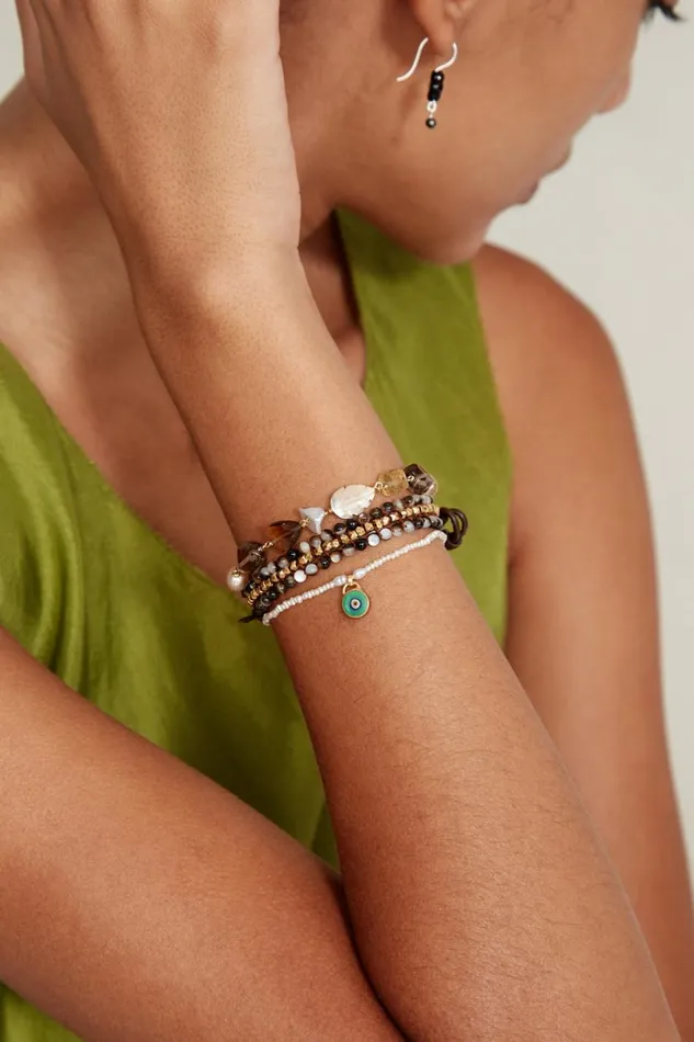 Chan Luu Koa Cuff Wrap Bracelet Black MOP Women Bracelets