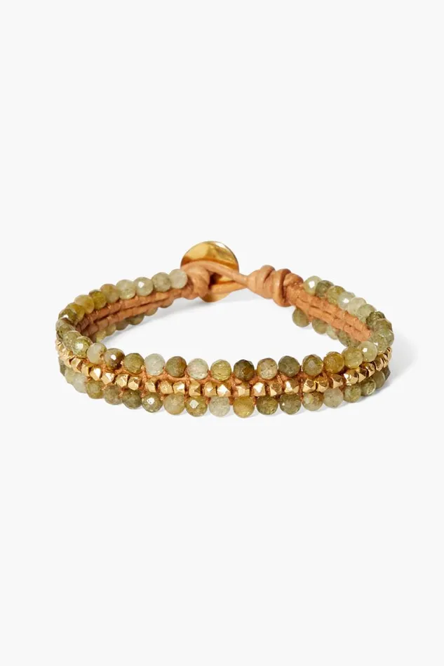Chan Luu Koa Cuff Wrap Bracelet Green Garnet Women Bracelets