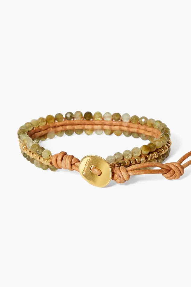 Chan Luu Koa Cuff Wrap Bracelet Green Garnet Women Bracelets