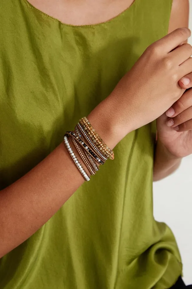 Chan Luu Koa Cuff Wrap Bracelet Green Garnet Women Bracelets