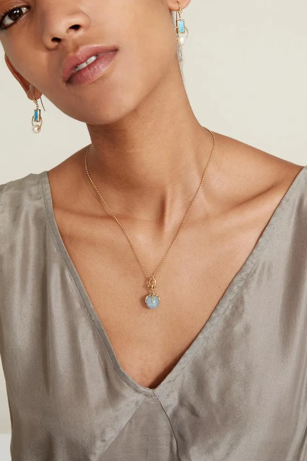 Chan Luu Lark Pendant Necklace Aquamarine Women Necklaces