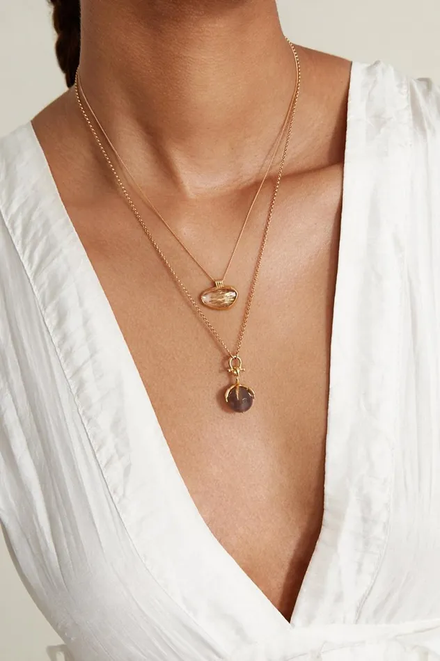 Chan Luu Lark Pendant Necklace Grey Onyx Women Necklaces