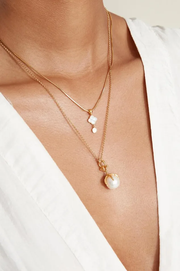 Chan Luu Lark Pendant Necklace White Pearl Women Necklaces