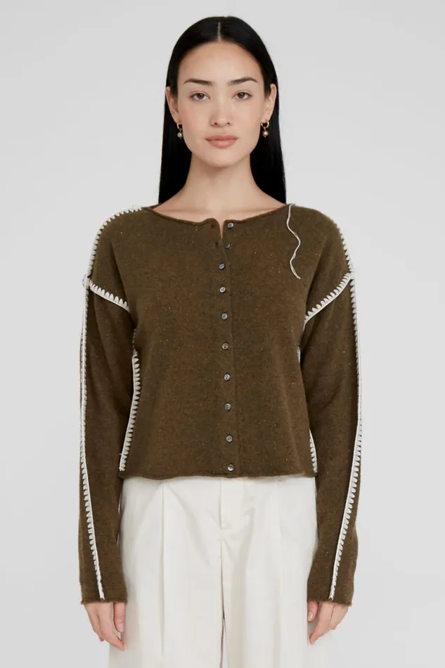 Chan Luu Laure Cashmere Cardigan Lichen Women Knitwear
