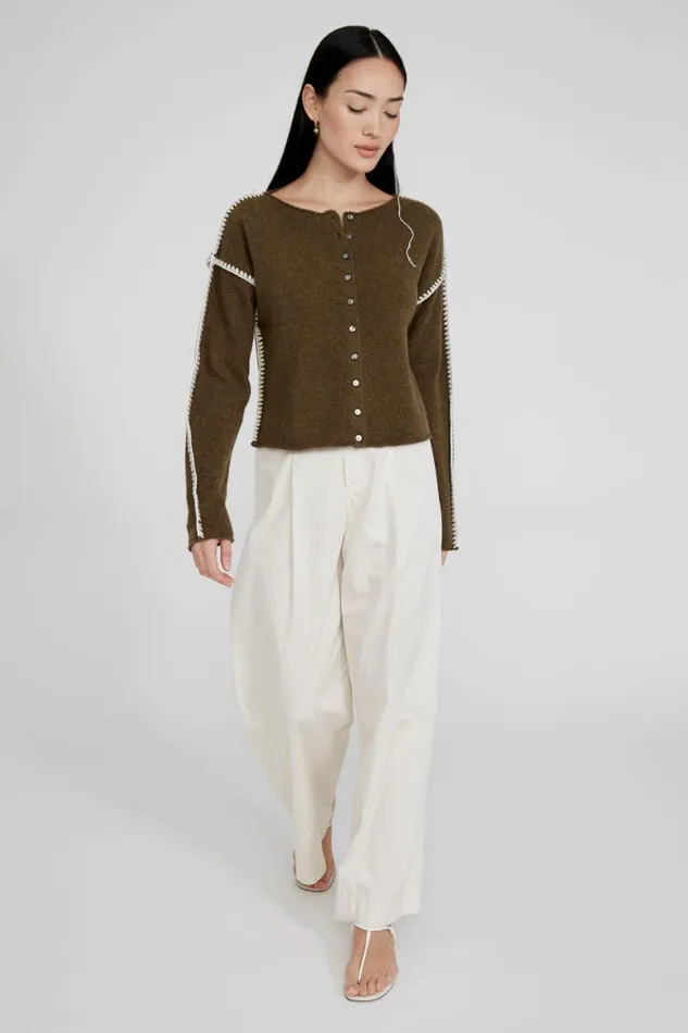 Chan Luu Laure Cashmere Cardigan Lichen Women Knitwear