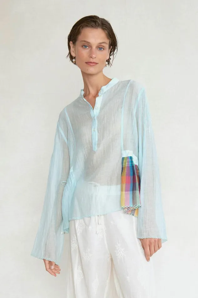 Chan Luu Maisie Blouse Aqua Women Tops