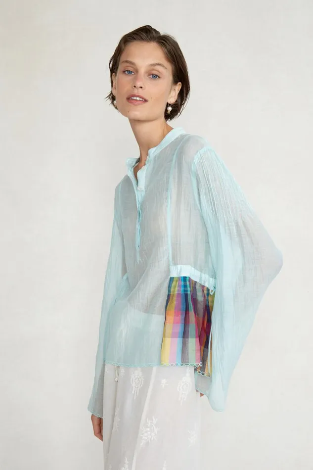 Chan Luu Maisie Blouse Aqua Women Tops