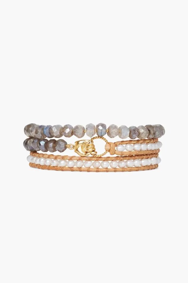 Chan Luu Mano Triple Wrap Bracelet White Pearl Mix Women Bracelets