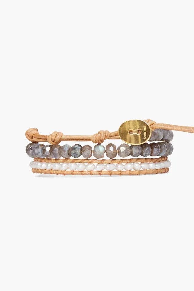 Chan Luu Mano Triple Wrap Bracelet White Pearl Mix Women Bracelets