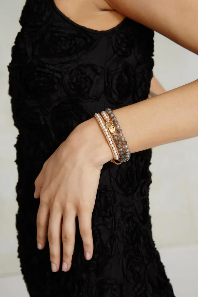 Chan Luu Mano Triple Wrap Bracelet White Pearl Mix Women Bracelets