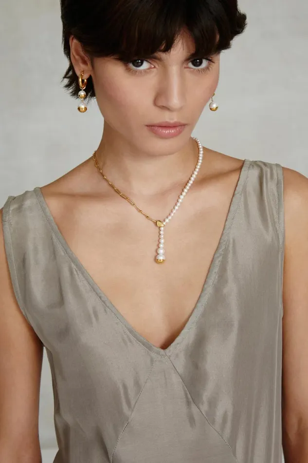 Chan Luu Marion Drop Necklace White Pearl Women Necklaces