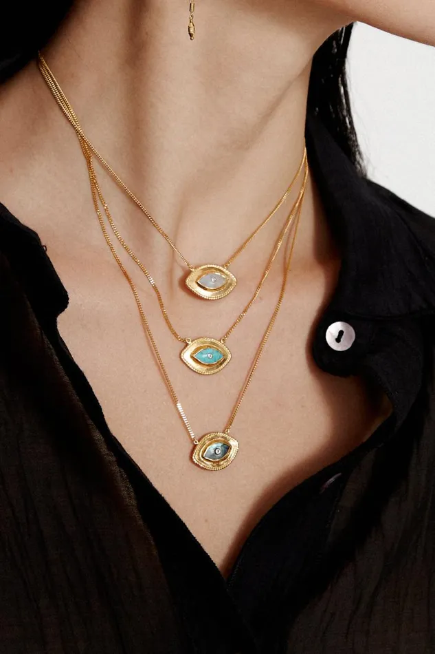 Chan Luu Mariya Evil Eye Necklace Moonstone Women Necklaces
