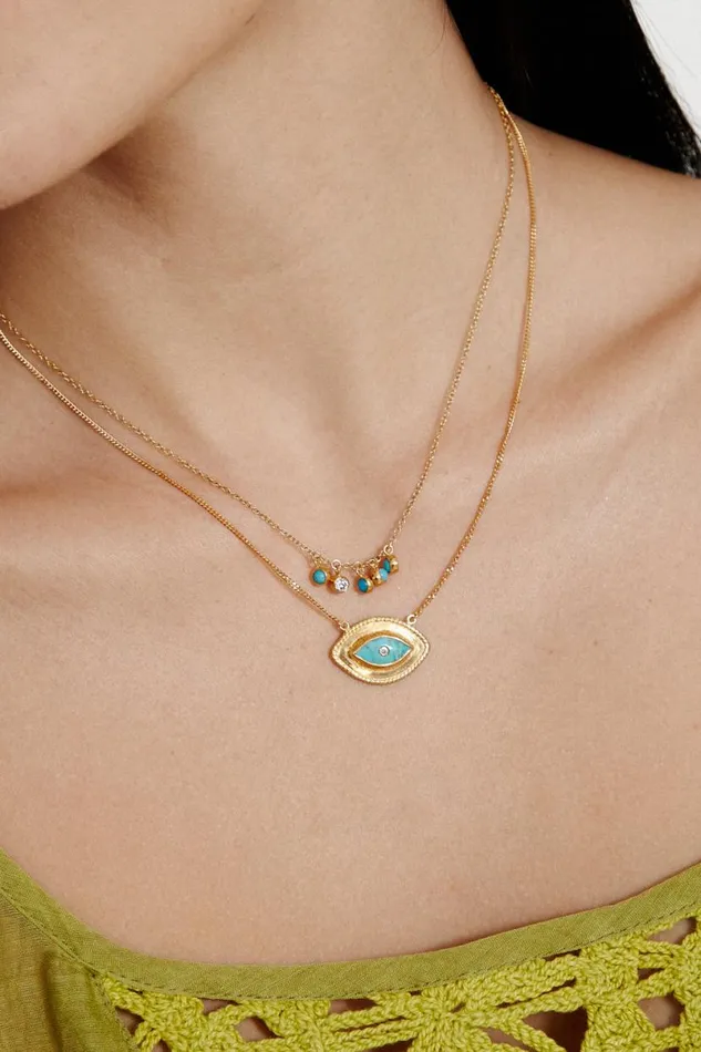 Chan Luu Mariya Evil Eye Necklace Turquoise Women Necklaces