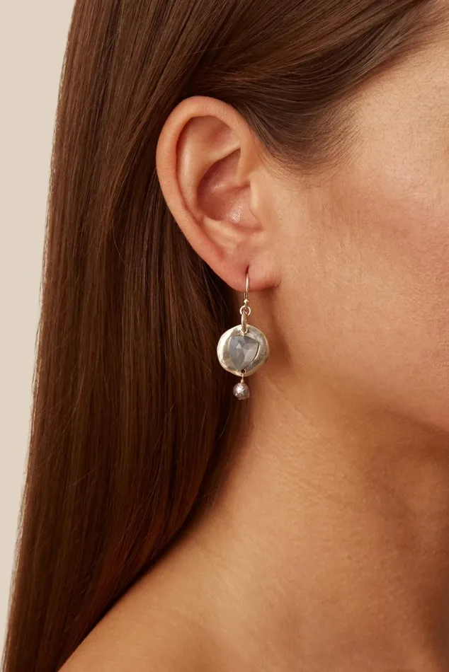 Chan Luu Moonstone and Pearl Ostra Earrings Women Earrings