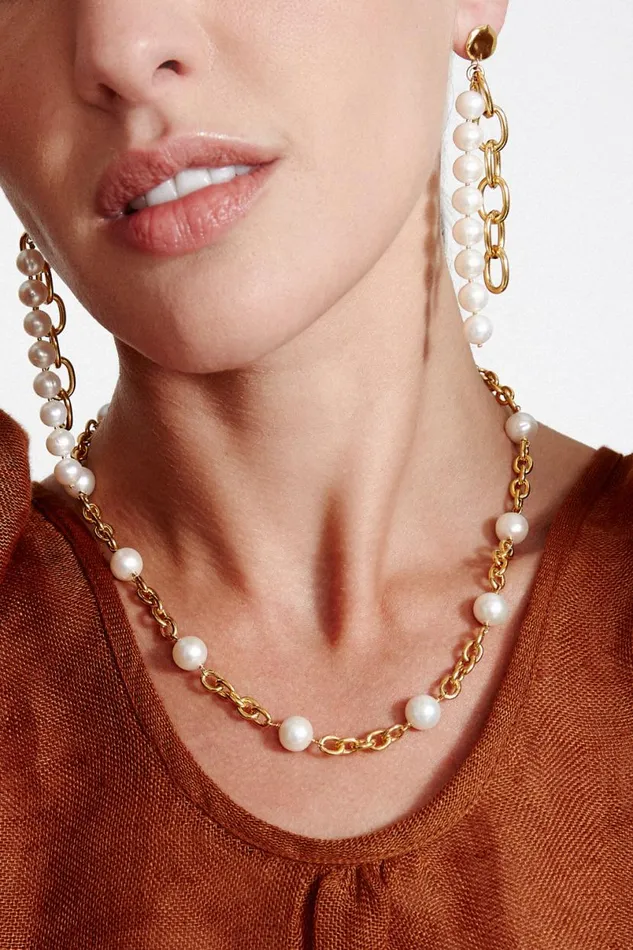 Chan Luu Nautica Chain Necklace White Pearl Women Necklaces