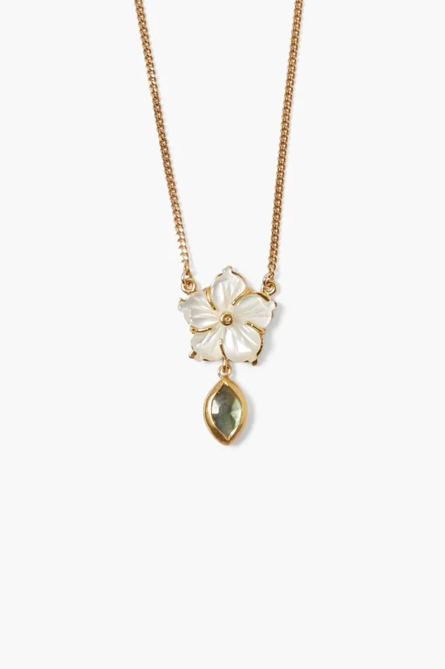 Chan Luu Plumeria Drop Necklace Labradorite Mix Women Necklaces