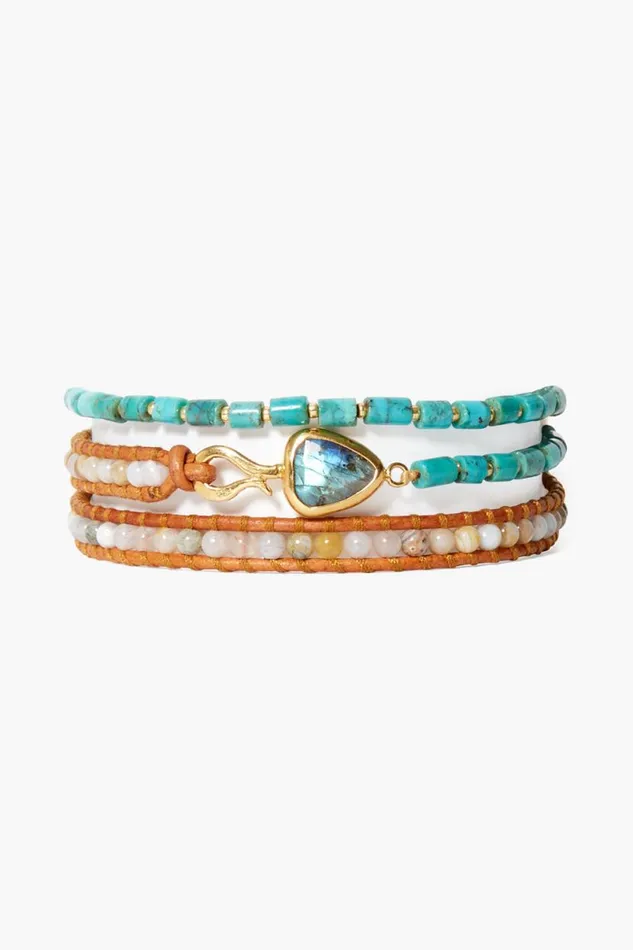 Chan Luu Rahel Wrap Bracelet Turquoise Mix Women Bracelets