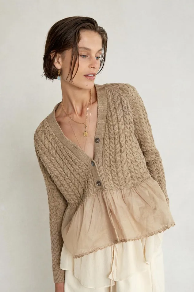 Chan Luu Rebecca Cardigan Almondine Women Knitwear