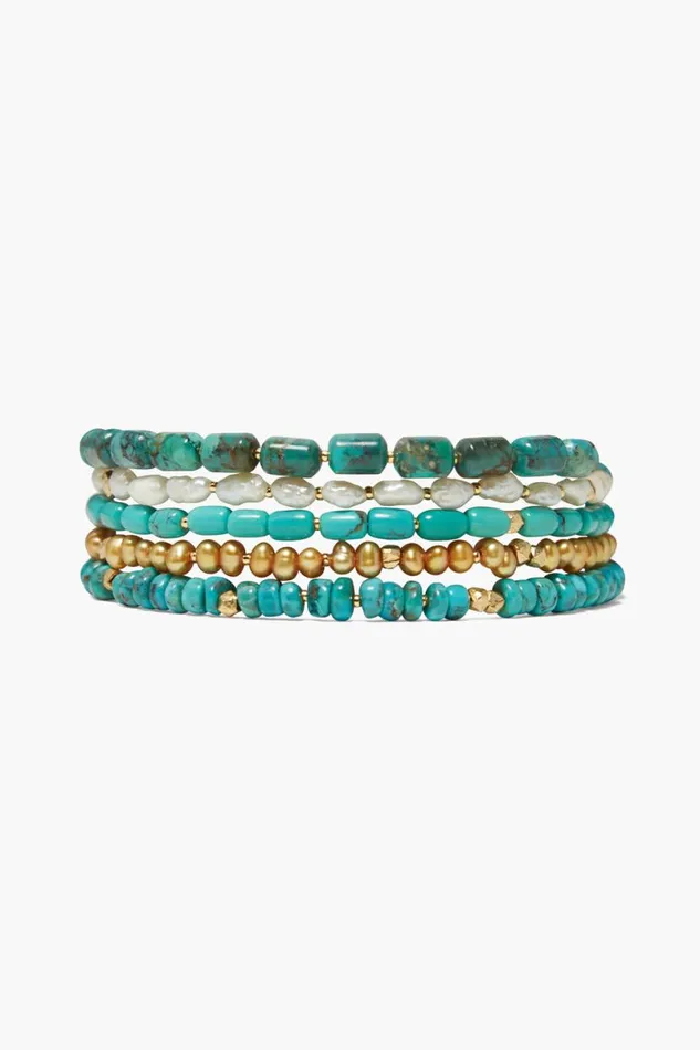 Chan Luu Riviera Naked Wrap Bracelet Turquoise Mix Women Bracelets